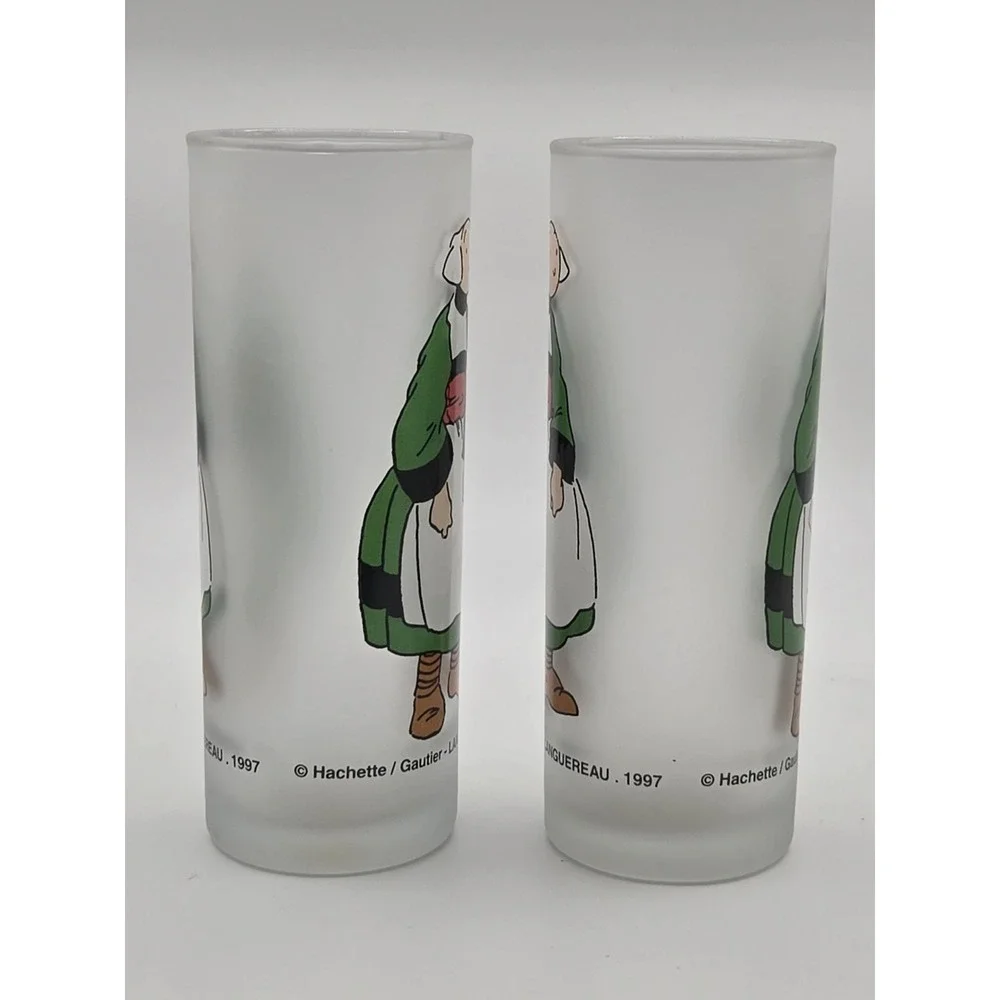 Becassine Doll French Bleuette‎ Character Glasses Set Of 2 Hachette Cups 1997
